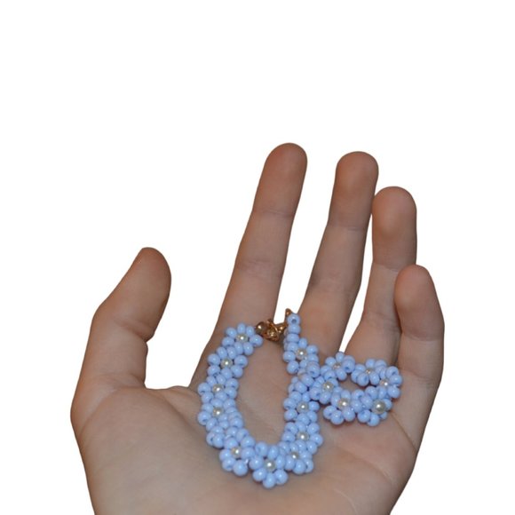 Handmade Set of Bracelet and Ring Girls Purple flower Seed beads Elastic - Picture 3 of 3